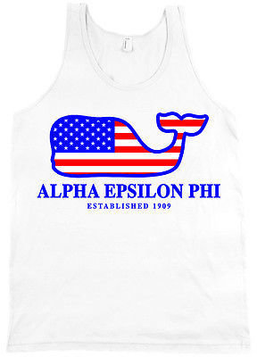 American Apparel Alpha Epsilon Phi USA Flag Whale Tank Top Shirt NEW WITH TAGS