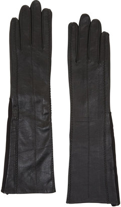 BCBGMAXAZRIA Long-Knit Inset Leather Gloves