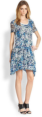 Timo Weiland Annabelle Silk Floral-Print Dropped-Waist Dress