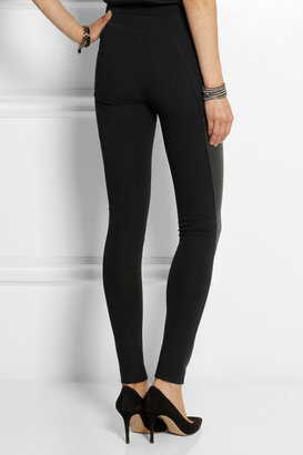 Donna Karan Leather and stretch-jersey leggings