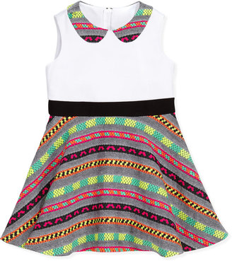 Milly Minis Neon-Striped Combo Dress, Multi