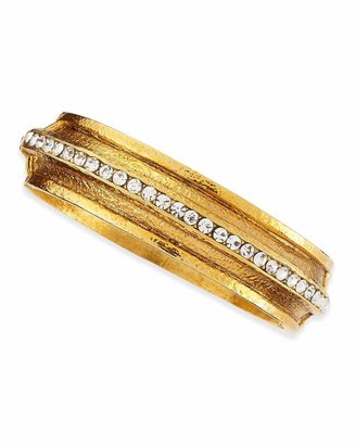Jose & Maria Barrera Hammered Gold-Plated 1-Row Crystal Bracelet