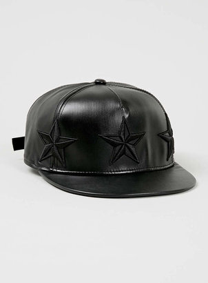 Topman Black Leather Look Cap