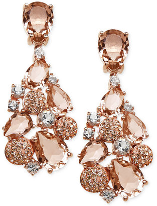 Kaleidoscope Pink Swarovski Crystal Mosaic Drop Earrings in 18k Rose Gold over Sterling Silver
