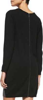 Neiman Marcus Colorblock Cashmere Long-Sleeve Dress