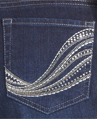 Style&Co. Embellished Ex-Boyfriend Cuffed Curvy-Fit Jeans, Dark Wash