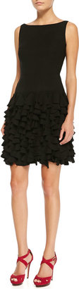 Milly Sleeveless Petal-Skirt Cocktail Dress