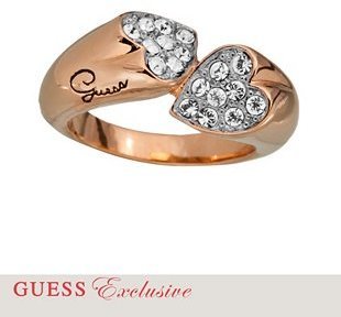 GUESS Rose Gold-Tone Sliced Heart Ring