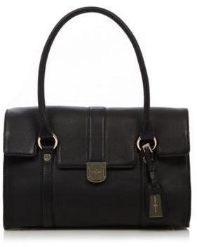J by Jasper Conran Designer black leather twist lock shoulder bag