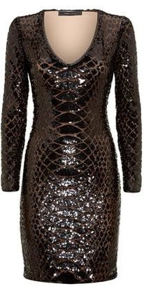 BCBGMAXAZRIA Sabryna Long Sleeve Python Sequin Dress