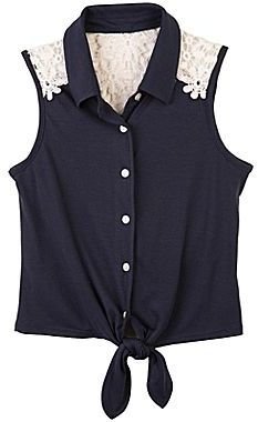 JCPenney by&by Girl Tie-Front Top - Girls 7-16