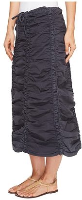 XCVI Stretch Poplin Double Shirred Panel Skirt