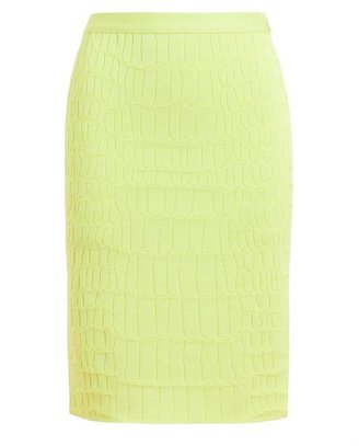 Giambattista Valli Lizard Textured Stretch Knit Pencil Skirt