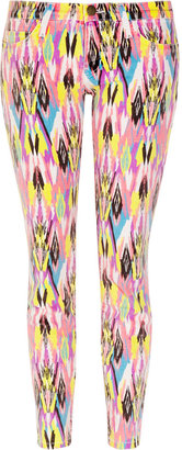 Current/Elliott The Stiletto cropped mid-rise printed skinny jeans