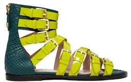 Vivienne Westwood Lime Michele Gladiator Flat Sandals - lime/petrol