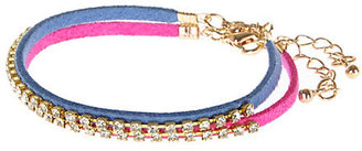 River Island Womens Pink and blue rhinestone rope bracelets pack