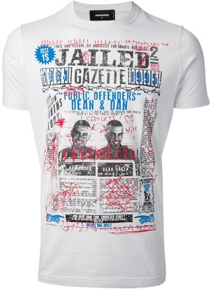DSquared 1090 DSQUARED2 'Jailed Gazette' T-shirt