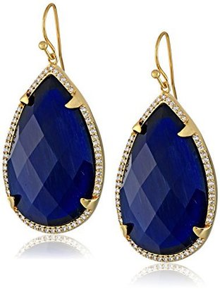 Marcia Moran Gold-Plated Cats Eye and Cubic Zirconia Drop Earrings