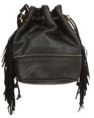 New Look Black Leather-Look Tassel Mini Duffle Bag