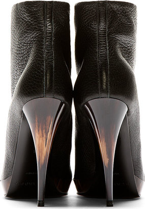 Burberry Black Leather Horn Heel Boots