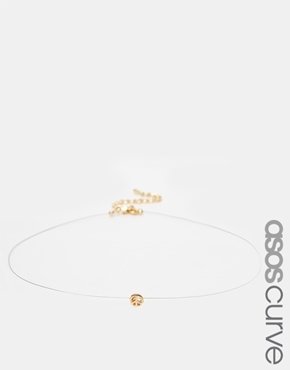 ASOS Curve CURVE Peace Illusion Choker Necklace - Gold/clear