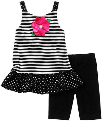 Youngland striped flower dress & bike shorts set - toddler