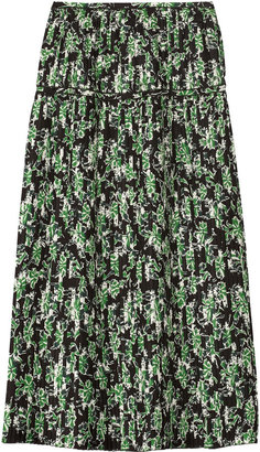 Marni Pleated floral-print silk midi skirt