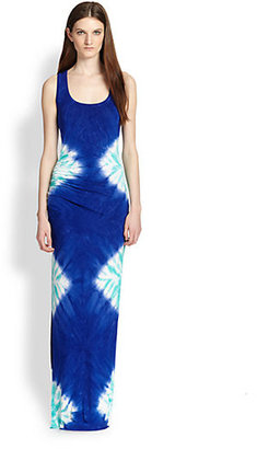 Young Fabulous & Broke Ruched-Side Tie-Dye Stretch Jersey Maxi Dress