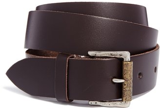 Black & Brown Jess Slim Leather Jeans Belt With Two Tone Vintage Buckle