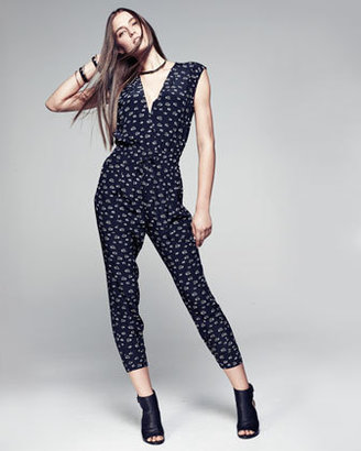 Band Of Outsiders V-Neck Cropped Snail-Print Jumpsuit