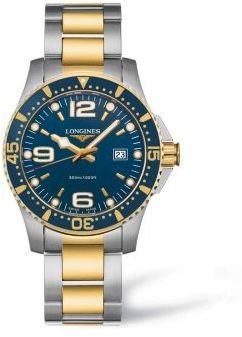 Longines men's two colour blue dial bracelet watch