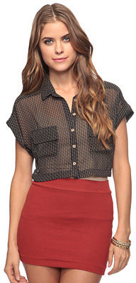 Forever 21 Dots Crop Button Up