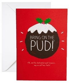 Happy Jackson Bring on the Pud! Christmas Card - red