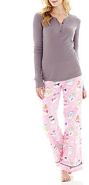 JCPenney Insomniax Long-Sleeve Henley Shirt and Flannel Pants Pajama Set