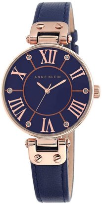 Anne Klein Mother Of Pearl Dial Navy Leather Strap Ladies Watch