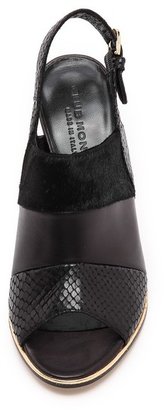Club Monaco Ava Slingback Sandals with Haircalf Trim