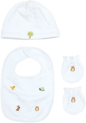 John Lewis & Partners Baby Embroidered Animal Accessories Set, White