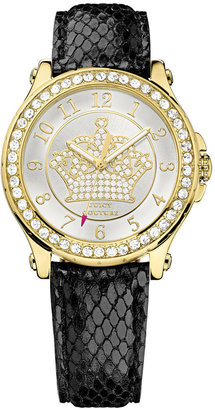 Juicy Couture Women's Pedigree Black Embossed Leather Strap Watch 38mm 1901203
