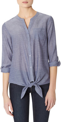 The Limited Chambray Tie-Front Top