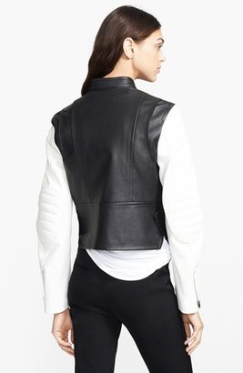 Alexander Wang Contrast Sleeve Zip Front Moto Jacket