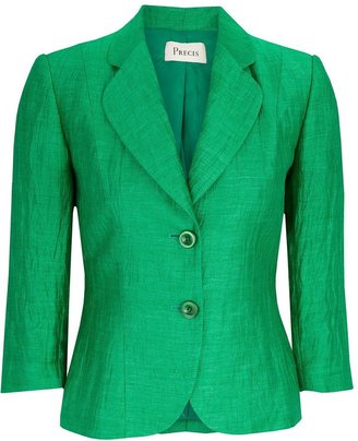 House of Fraser Women's Precis Petite Green crinkle linen jacket