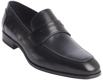 Ferragamo black leather 'Lionel' penny strap loafers