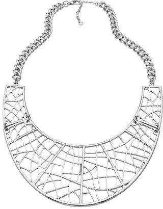 Blu Bijoux Silver Asymmetric Open Work Bib Necklace