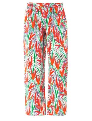 Kenzo Cubic palm-print silk trousers