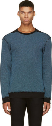 Diesel Blue & Black Waffle Cotton Sebastien Sweatshirt