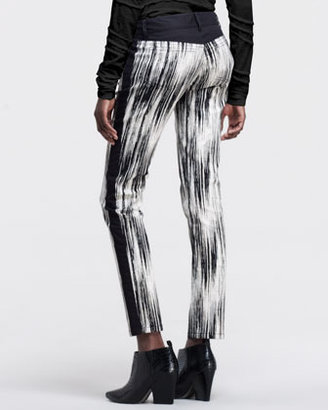 Derek Lam 10 Crosby Abstract-Print Side-Stripe Pants