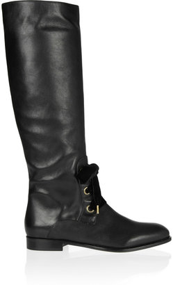 RED Valentino Leather lace-up knee boots