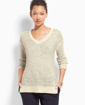 Ann Taylor Petite Open Knit V-Neck Sweater