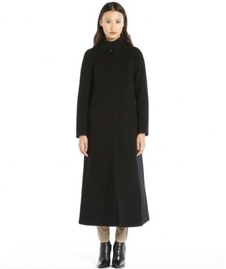 Cinzia Rocca black wool and cashmere stand collar full length coat