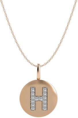Macy's 14k Rose Gold Necklace, Diamond Accent Letter H Disk Pendant
